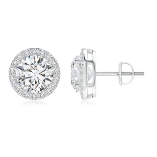 8.1mm HSI2 Vintage-Inspired Round Diamond Halo Stud Earrings in White Gold