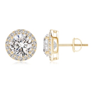 8.1mm IJI1I2 Vintage-Inspired Round Diamond Halo Stud Earrings in 9K Yellow Gold