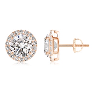 8.1mm IJI1I2 Vintage-Inspired Round Diamond Halo Stud Earrings in Rose Gold