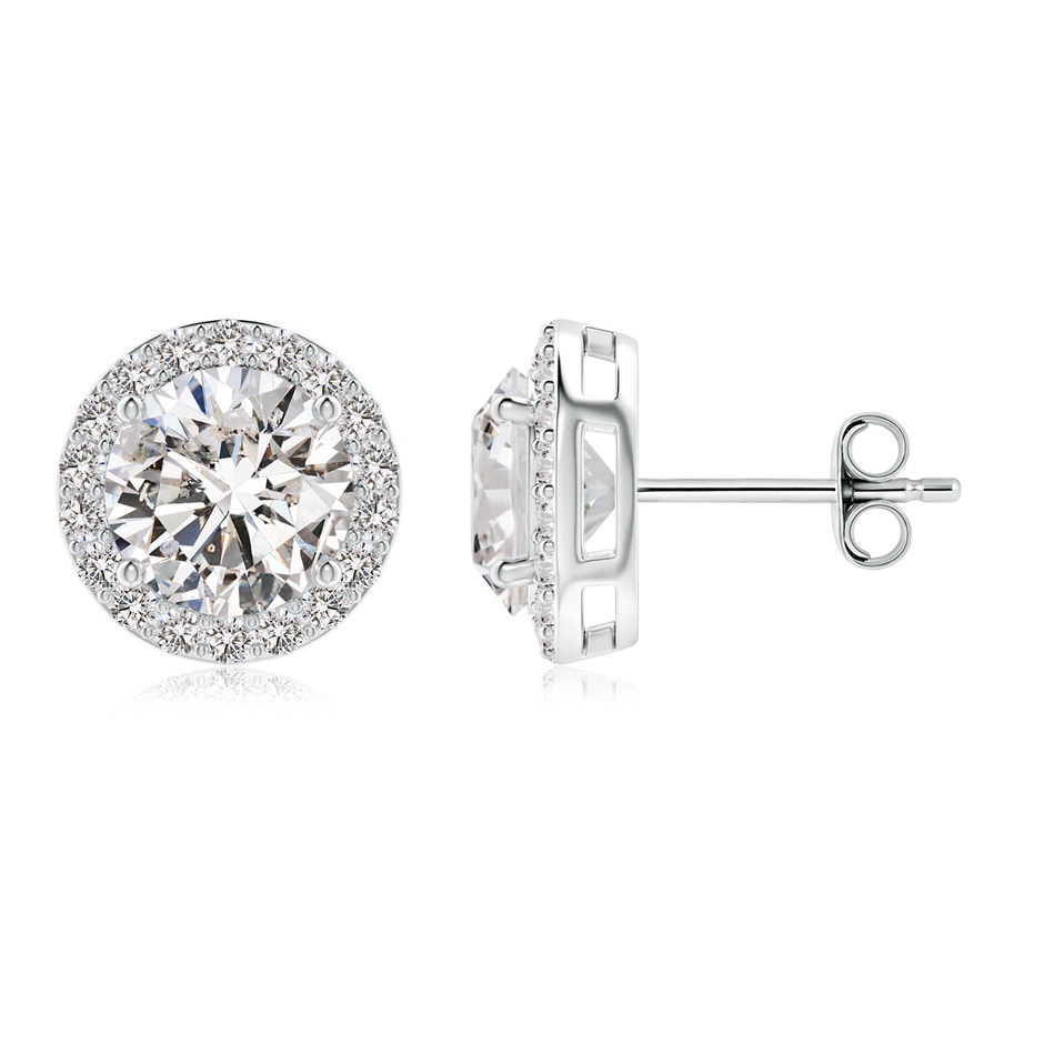 8.1mm IJI1I2 Vintage-Inspired Round Diamond Halo Stud Earrings in S999 Silver 