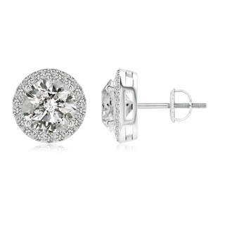 8.1mm KI3 Vintage-Inspired Round Diamond Halo Stud Earrings in P950 Platinum