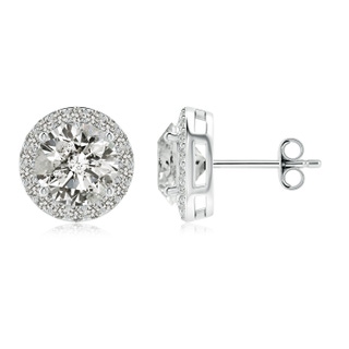 8.1mm KI3 Vintage-Inspired Round Diamond Halo Stud Earrings in S999 Silver