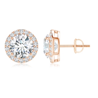 8.9mm GVS2 Vintage-Inspired Round Diamond Halo Stud Earrings in Rose Gold