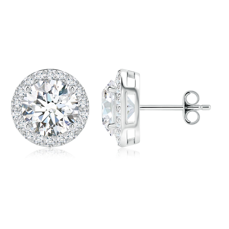 8.9mm GVS2 Vintage-Inspired Round Diamond Halo Stud Earrings in S999 Silver 