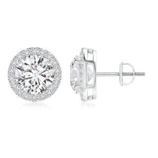 8.9mm HSI2 Vintage-Inspired Round Diamond Halo Stud Earrings in P950 Platinum