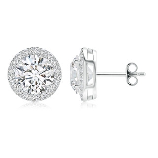 8.9mm HSI2 Vintage-Inspired Round Diamond Halo Stud Earrings in S999 Silver