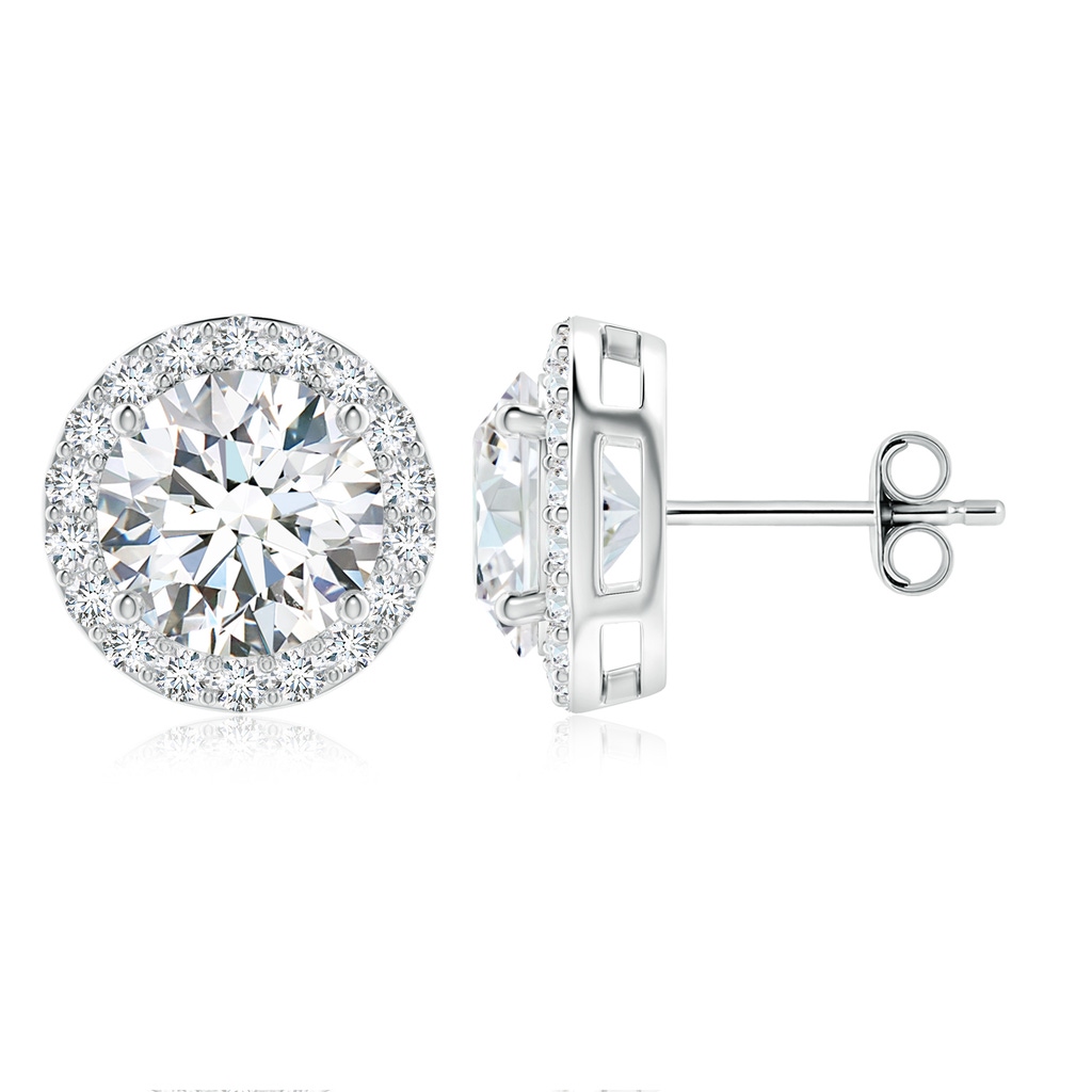 9.2mm GVS2 Vintage-Inspired Round Diamond Halo Stud Earrings in S999 Silver