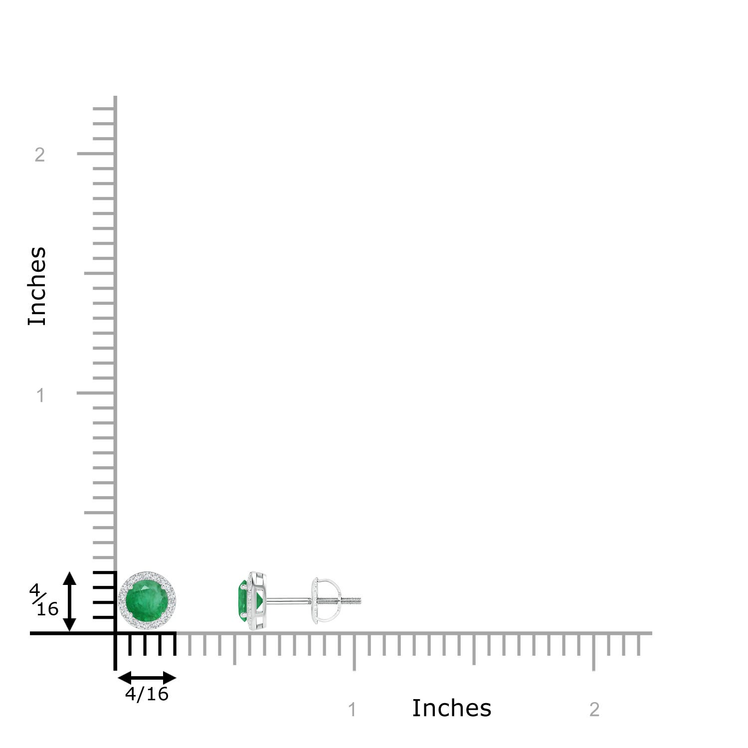 A - Emerald / 0.59 CT / 14 KT White Gold