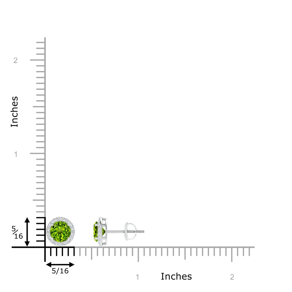 5mm AAAA Vintage-Inspired Round Peridot Halo Stud Earrings in P950 Platinum ruler