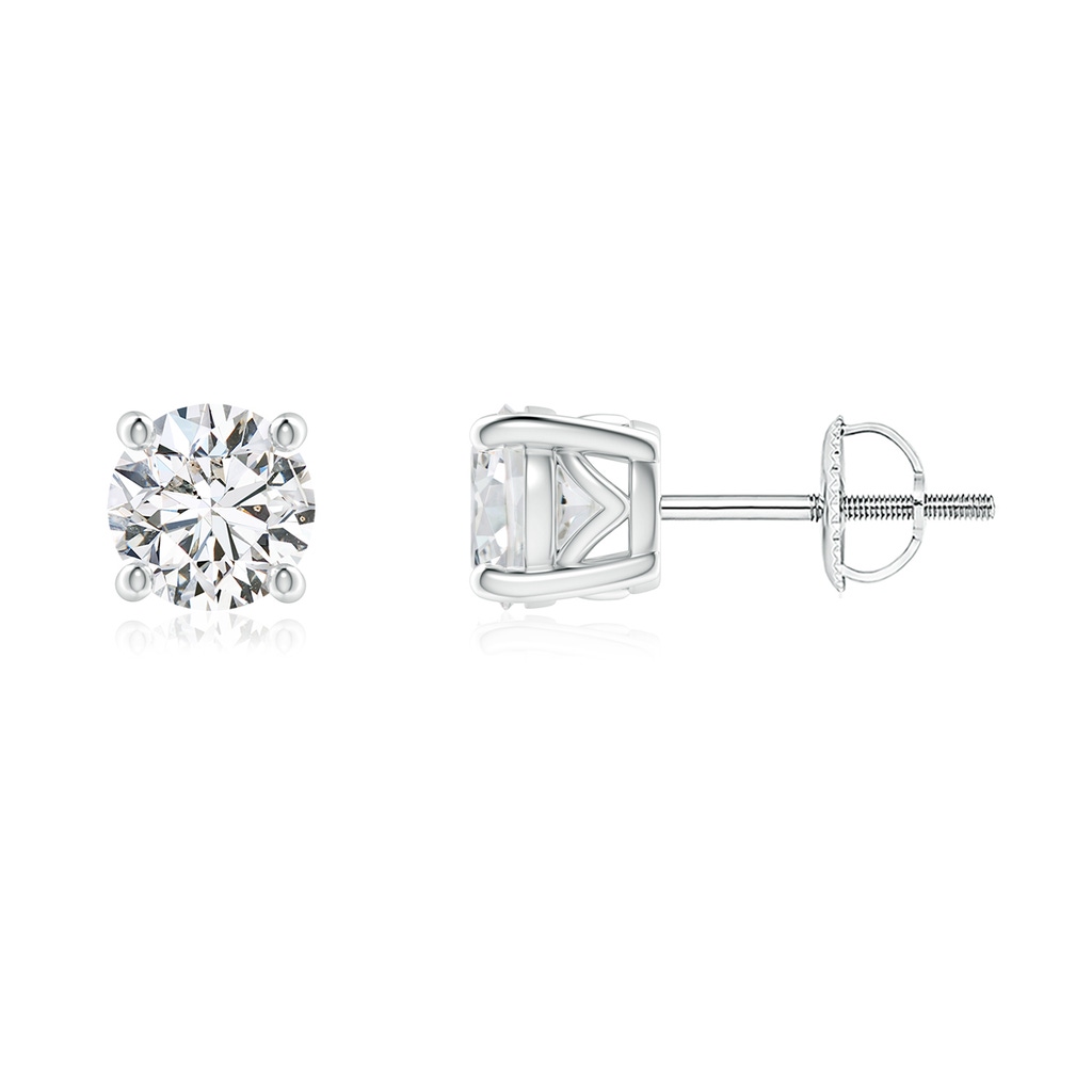 5.1mm HSI2 Vintage Style Round Diamond Solitaire Stud Earrings in P950 Platinum