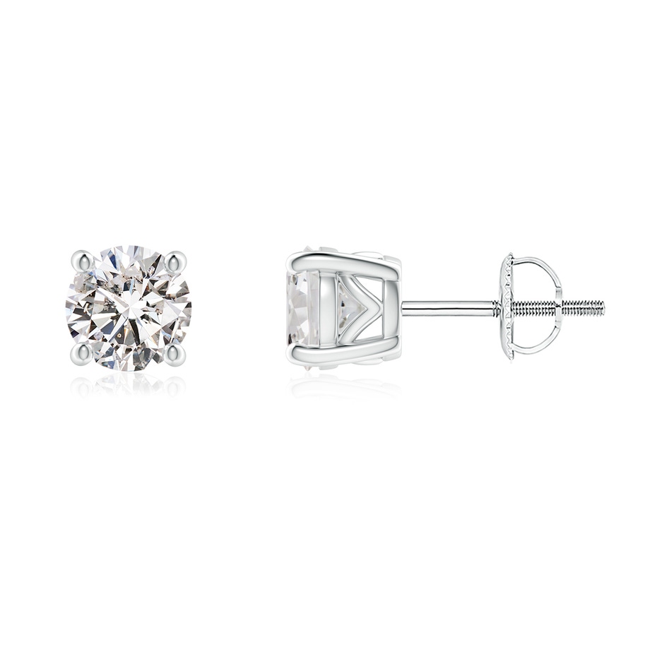 5.1mm IJI1I2 Vintage Style Round Diamond Solitaire Stud Earrings in P950 Platinum 