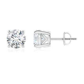 6.4mm GVS2 Vintage Style Round Diamond Solitaire Stud Earrings in P950 Platinum