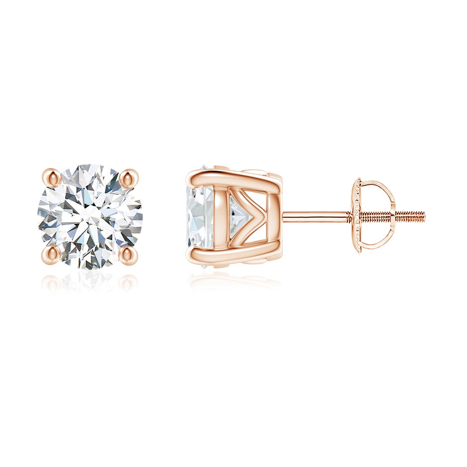 6.4mm GVS2 Vintage Style Round Diamond Solitaire Stud Earrings in Rose Gold 