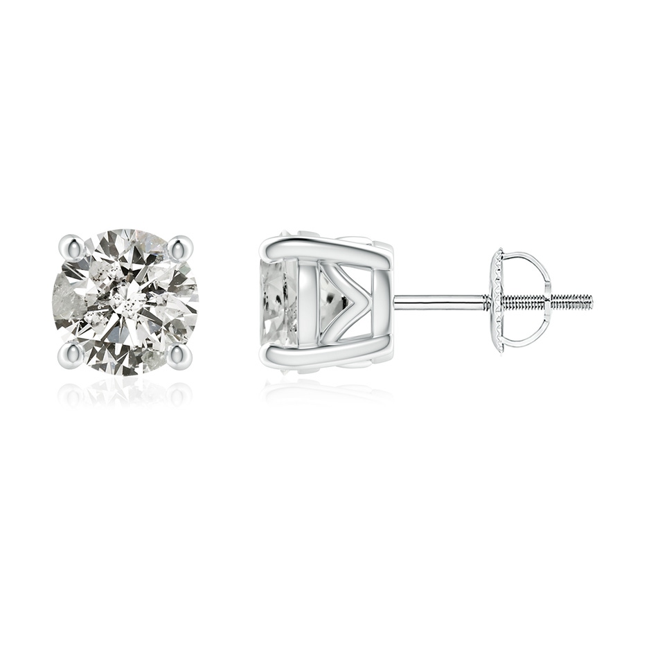 6.4mm KI3 Vintage Style Round Diamond Solitaire Stud Earrings in P950 Platinum 