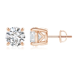 7.4mm HSI2 Vintage Style Round Diamond Solitaire Stud Earrings in 9K Rose Gold