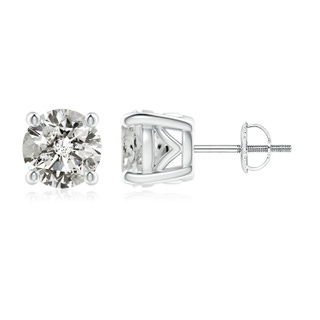 7.4mm KI3 Vintage Style Round Diamond Solitaire Stud Earrings in P950 Platinum