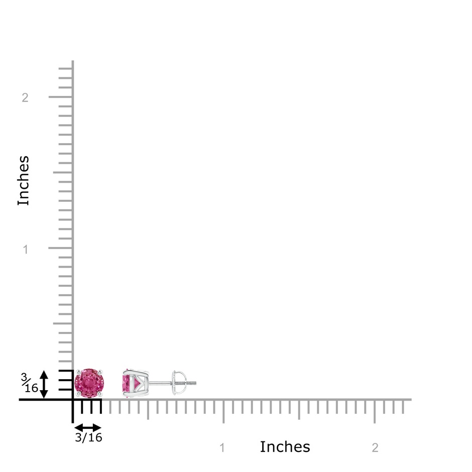 5.5mm AAAA Vintage Style Round Pink Sapphire Solitaire Stud Earrings in P950 Platinum ruler