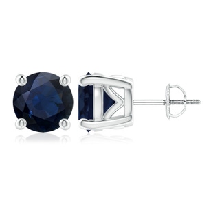 9mm A Vintage Style Round Blue Sapphire Solitaire Stud Earrings in P950 Platinum