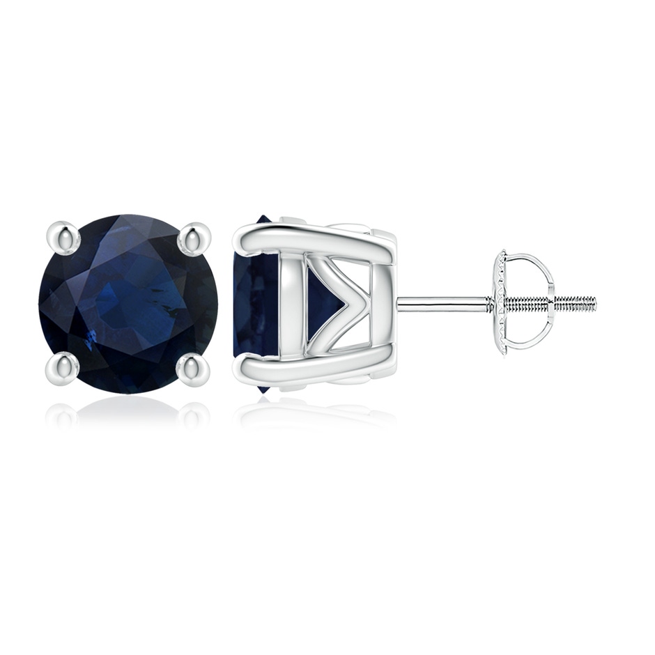 9mm A Vintage Style Round Blue Sapphire Solitaire Stud Earrings in P950 Platinum 