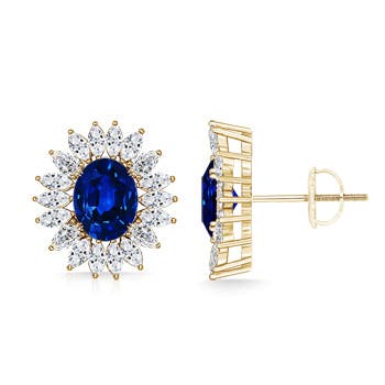 AAAA - Blue Sapphire / 4.2 CT / 14 KT Yellow Gold