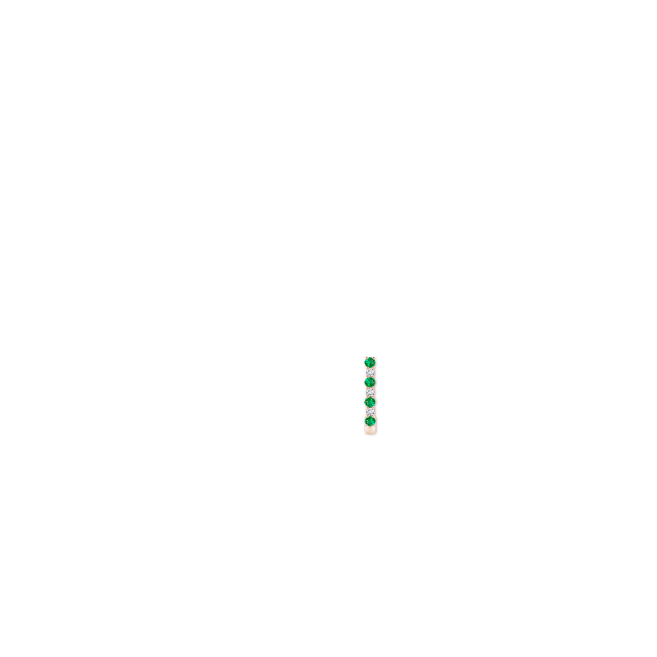 3mm AAA Emerald and Diamond J-Hoop Earrings in Rose Gold ear