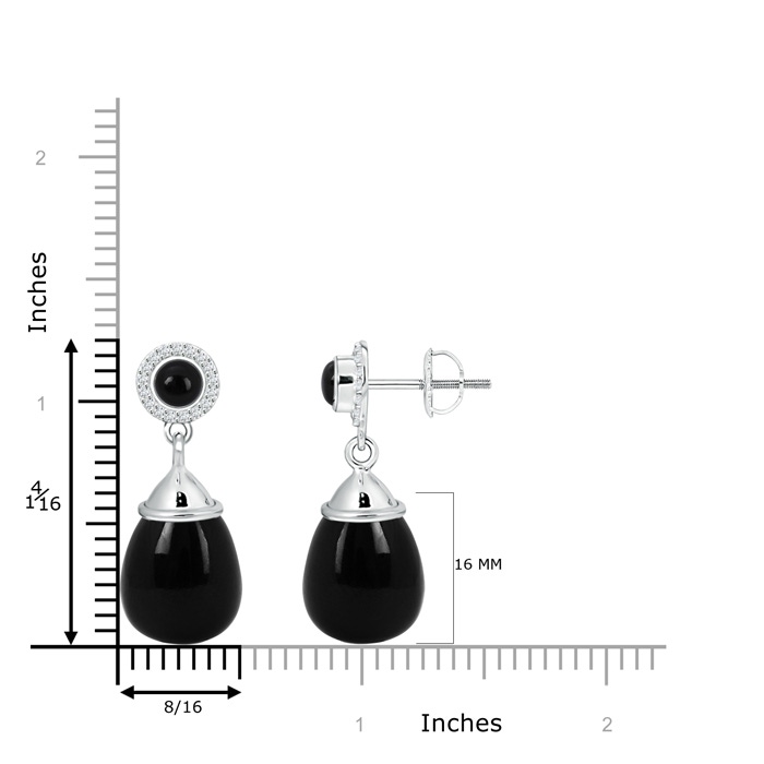 16x12mm AAA Black Onyx Drop Earrings with Diamonds in White Gold product image