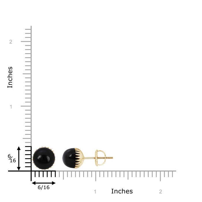 10mm AAA Black Onyx Ball Stud Earrings in Yellow Gold Product Image