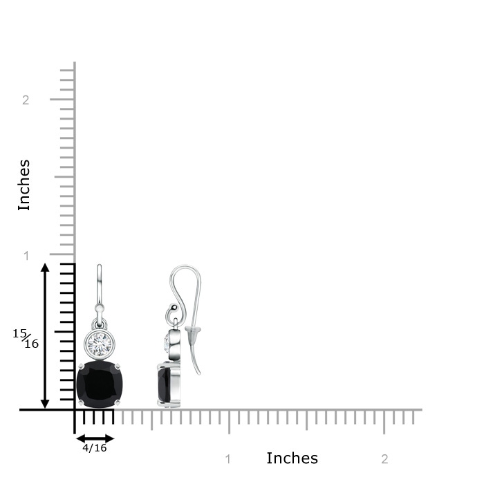 7mm AAA Cushion Black Onyx Drop Earrings with Diamond in White Gold Product Image