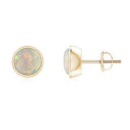Solitaire Studs Yellow Gold Opal Earrings