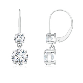 5mm GVS2 Round Diamond Leverback Dangle Earrings with Diamond in P950 Platinum