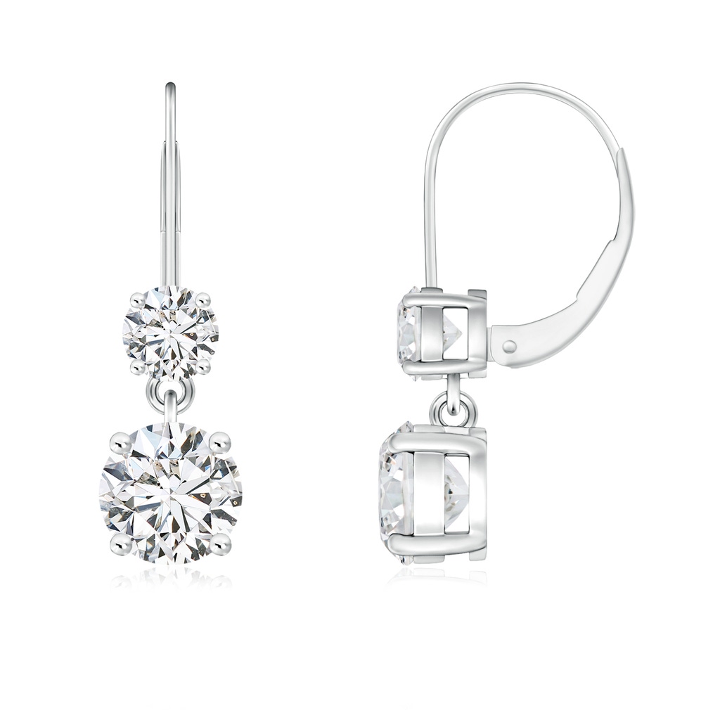 5mm HSI2 Round Diamond Leverback Dangle Earrings with Diamond in White Gold