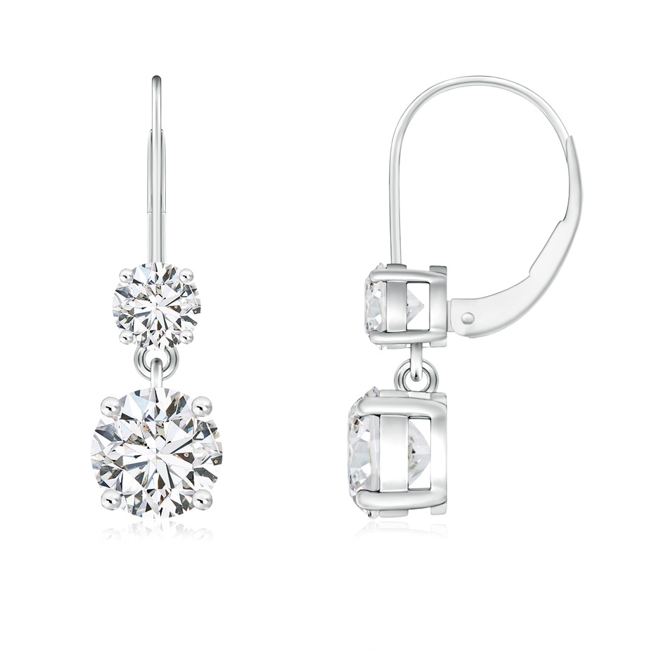 5mm HSI2 Round Diamond Leverback Dangle Earrings with Diamond in White Gold 