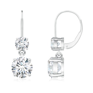 6mm GVS2 Round Diamond Leverback Dangle Earrings with Diamond in S999 Silver