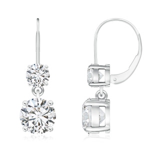 6mm HSI2 Round Diamond Leverback Dangle Earrings with Diamond in White Gold