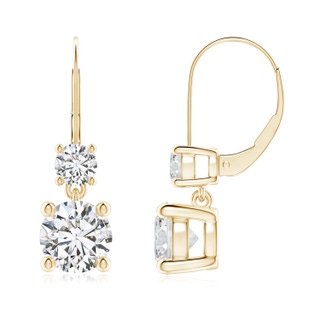 7mm HSI2 Round Diamond Leverback Dangle Earrings with Diamond in 9K Yellow Gold