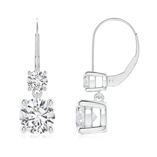 7mm HSI2 Round Diamond Leverback Dangle Earrings with Diamond in P950 Platinum