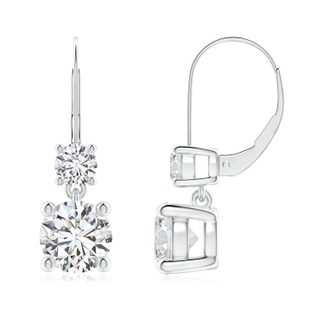 7mm HSI2 Round Diamond Leverback Dangle Earrings with Diamond in S999 Silver