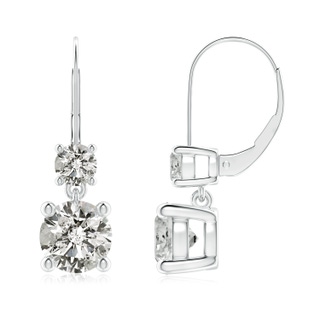 7mm KI3 Round Diamond Leverback Dangle Earrings with Diamond in S999 Silver