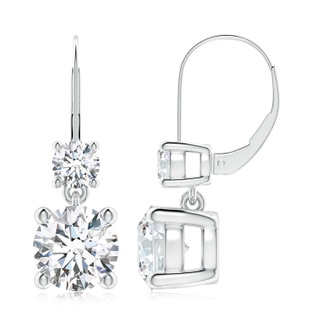 8.1mm GVS2 Round Diamond Leverback Dangle Earrings with Diamond in P950 Platinum