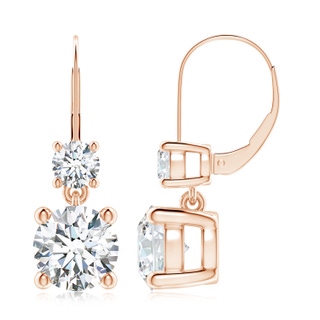 8.1mm GVS2 Round Diamond Leverback Dangle Earrings with Diamond in Rose Gold