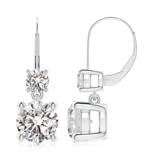 8.1mm IJI1I2 Round Diamond Leverback Dangle Earrings with Diamond in P950 Platinum