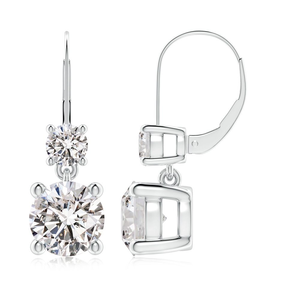 8.1mm IJI1I2 Round Diamond Leverback Dangle Earrings with Diamond in P950 Platinum 