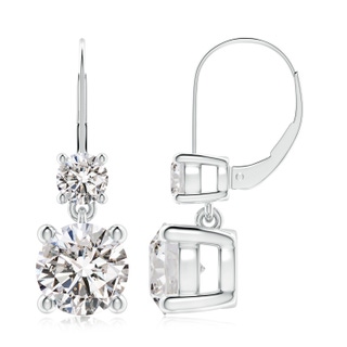 8.1mm IJI1I2 Round Diamond Leverback Dangle Earrings with Diamond in S999 Silver