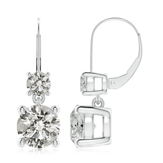 8.1mm KI3 Round Diamond Leverback Dangle Earrings with Diamond in 10K White Gold