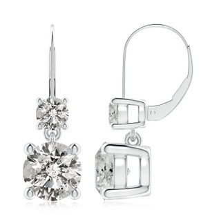 8.1mm KI3 Round Diamond Leverback Dangle Earrings with Diamond in P950 Platinum