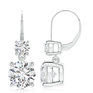 8.9mm HSI2 Round Diamond Leverback Dangle Earrings with Diamond in P950 Platinum