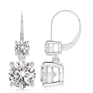 8.9mm IJI1I2 Round Diamond Leverback Dangle Earrings with Diamond in P950 Platinum