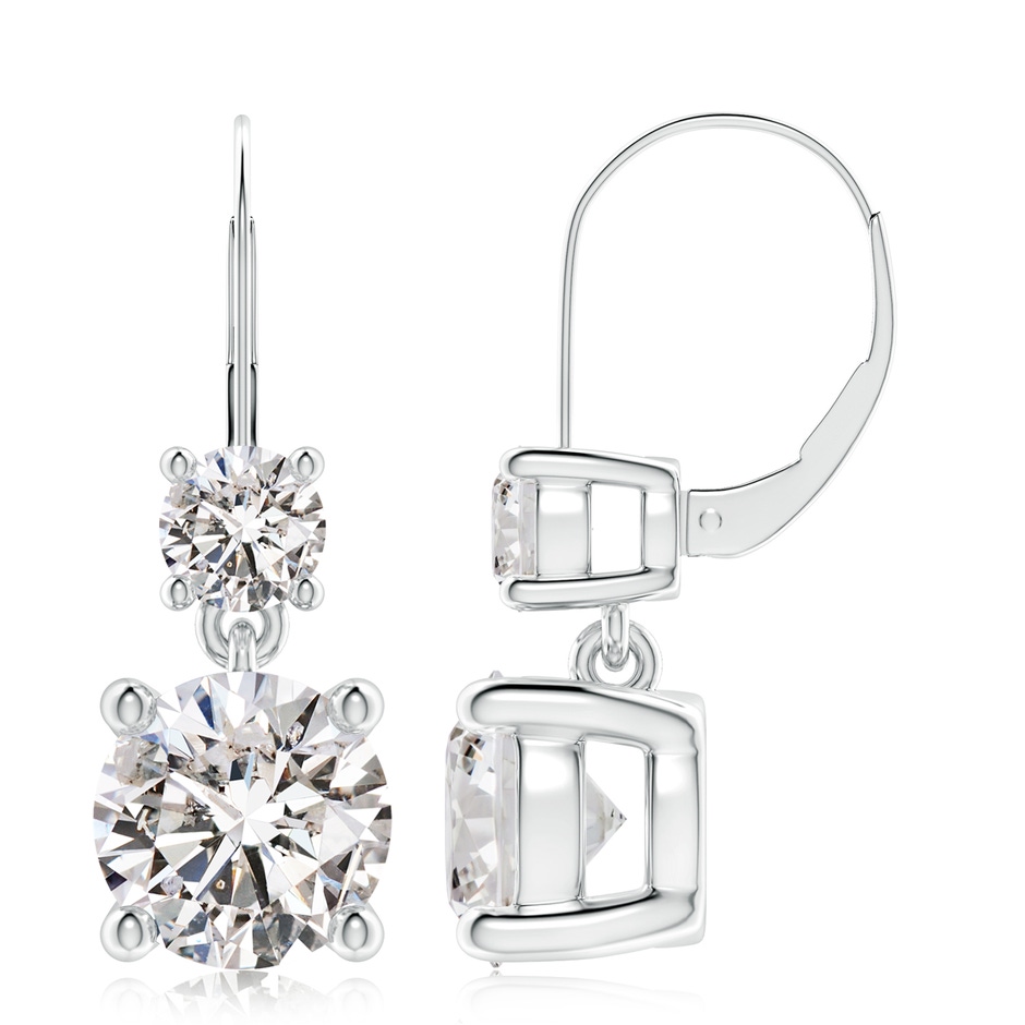 8.9mm IJI1I2 Round Diamond Leverback Dangle Earrings with Diamond in P950 Platinum 