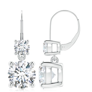 9.2mm GVS2 Round Diamond Leverback Dangle Earrings with Diamond in S999 Silver