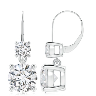 9.2mm HSI2 Round Diamond Leverback Dangle Earrings with Diamond in S999 Silver